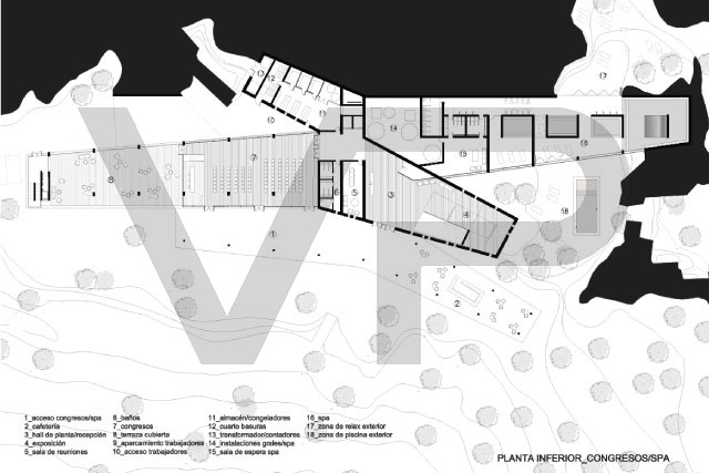 Parador de Palma de Mallorca . Planos de la planta inferior: Congreso y SPA