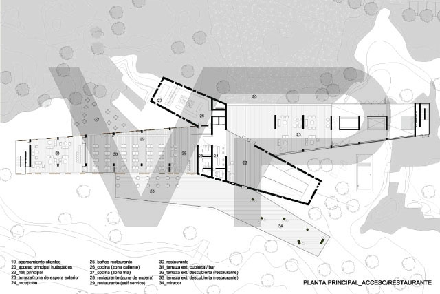 Parador de Palma de Mallorca - Planos de la planta principal: Acceso y restaurante